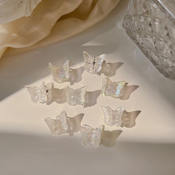 10 kpl minihiusklipsi, kynsinen naisten tyttöjen punottu perhosklipsi Tra Transparent