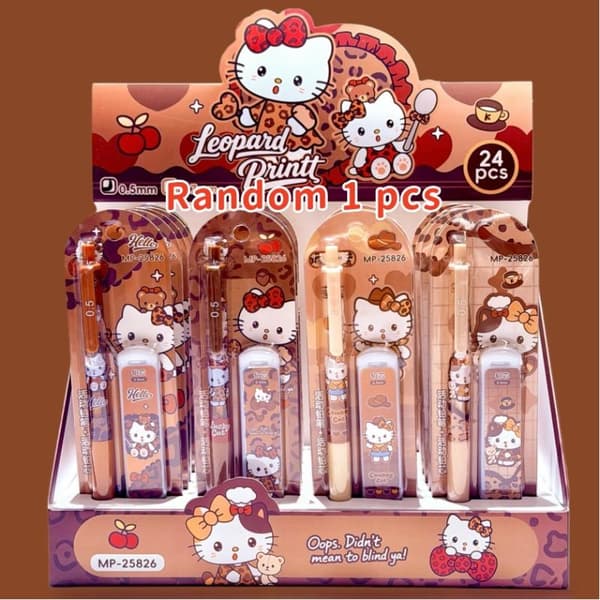 1/4/24 st Kawaii tecknad leopardmönstrad Hello Kitty mekanisk P A1