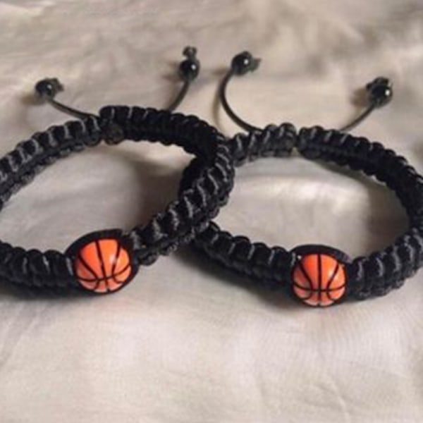Justerbar inspirerende basketball armbånd flettet tau Baske Black