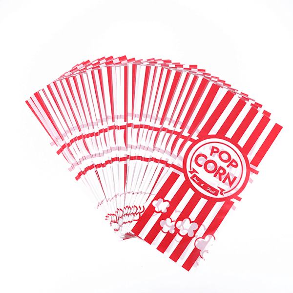 50 st röda vertikala bar popcorn plastpåse nougat kex bröd