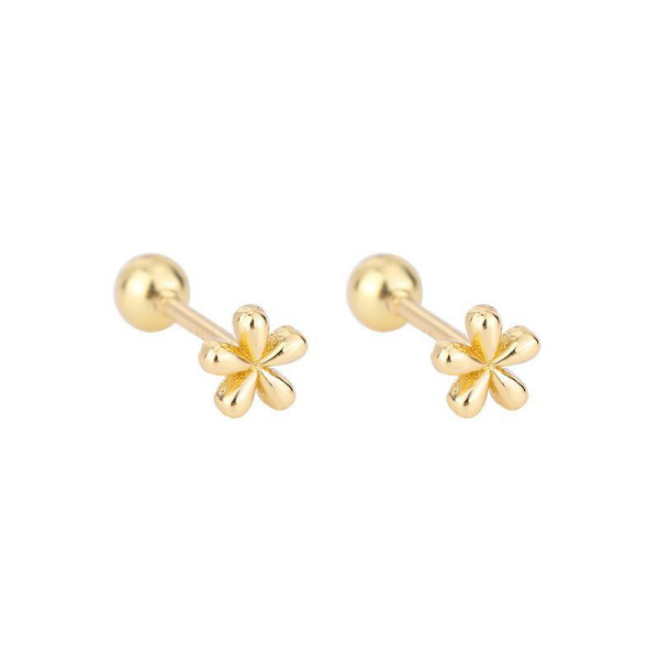 1 Par Simple Guld Øreringe Sølv Mini Small Flowers Ear Stud P Silver