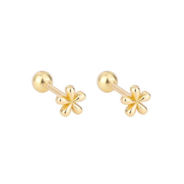 1 Pari Kultaiset Yksinkertaiset korvakorut Hopea Mini Small Flowers Ear Stud P Gold