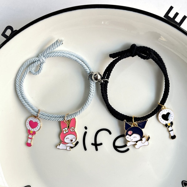 1 Par Sanrio Tillbehör Armband Kuromi Melody Magnetic Rubbe A16