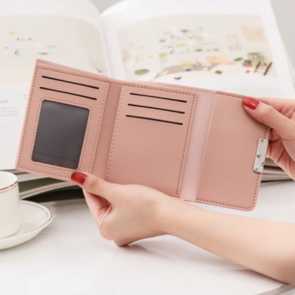 Mote korte kvinner lommebøker PU skinn kvinner lommebok mynt veske Pink