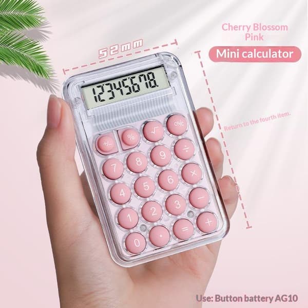 Ny ABS Kalkulator Skrivesaker Mini Godterifarget Kalkulator Multi Pink