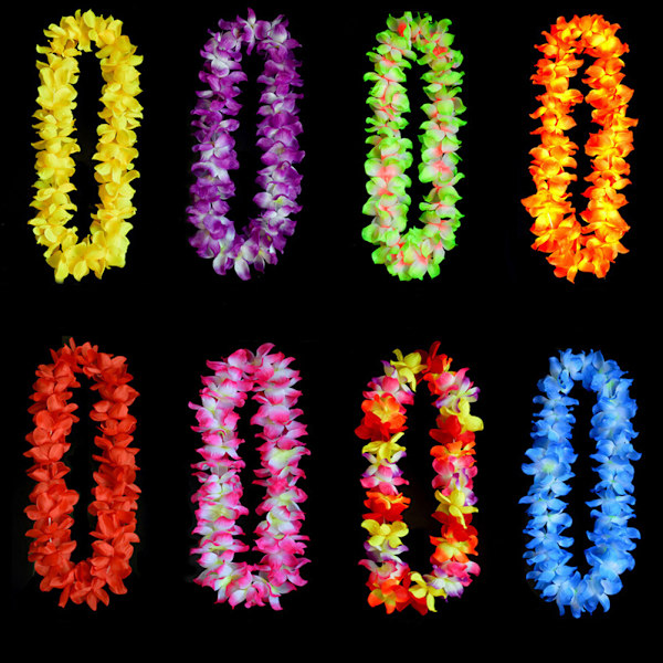 Hawaiianske Leis Simulerte Silkeblomster Leis Dansefest Fancy Dres Red