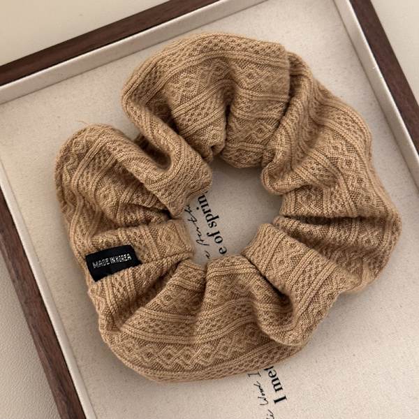 Mode stickad ull Scrunchie Elastiskt hår rep Hår Accessori Light brown