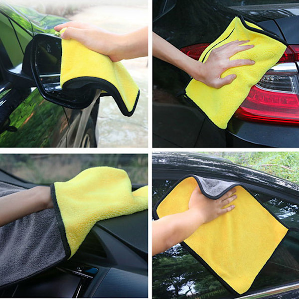 Imuva Mikrokuitu Pyyhe Auto Koti Keittiö Koralli Sametti Pesu Yellow-gray