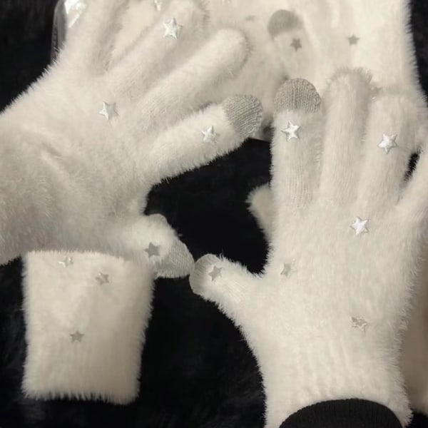 First Snow Star Gloves Cashmere-lignende varm vinterjente nyttår A4
