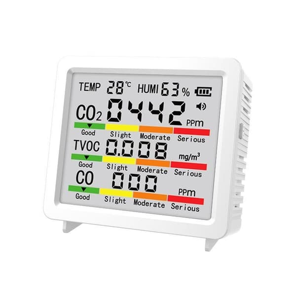 1 set 5-i-1 luftkvalitetsdetektor HCHO TVOC formaldehyd kol black add battery