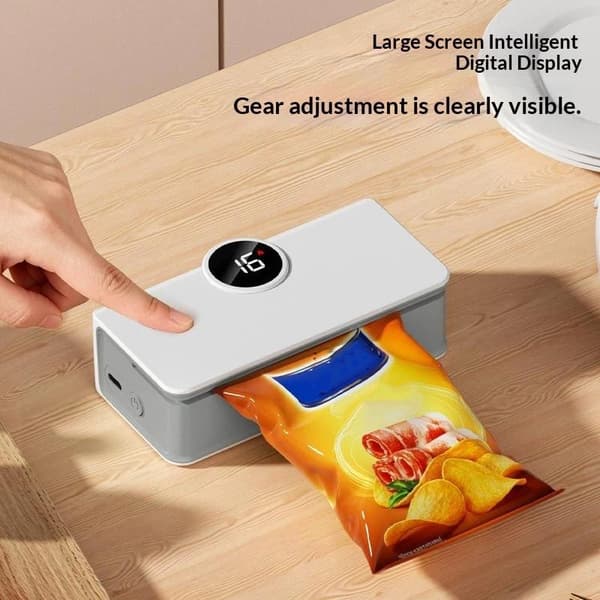 2-i-1 Mini Poseforsegler Genopladelig Poseforsegler Varmeforsegling med t White