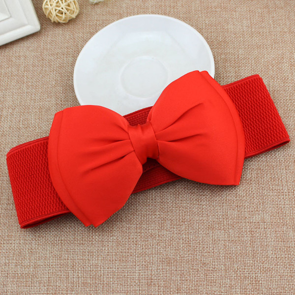Kvinner Bowknot Cummerbunds Stretch Bukle Midjebelte Jente Dre Red