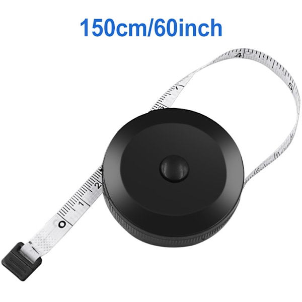 150 cm Bandmätare Skräddarlinjal Nyckelring Mätband Kläder Black White ruler