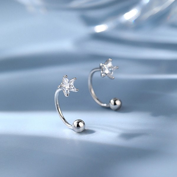 2 ST. Rustfritt stål Gullfarge Minimal Crystal Star Ear Studs E Gold
