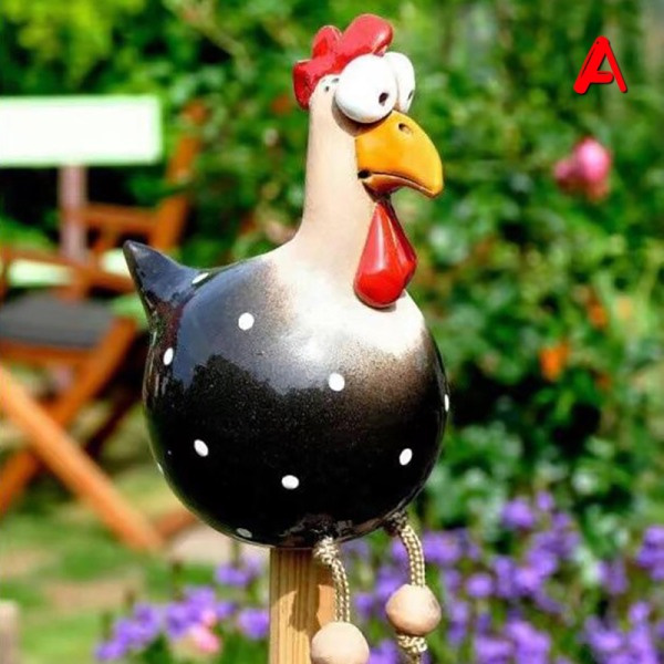 Rolig kyckling staket dekor statyer Hem trädgård Farm Yard Decorat A