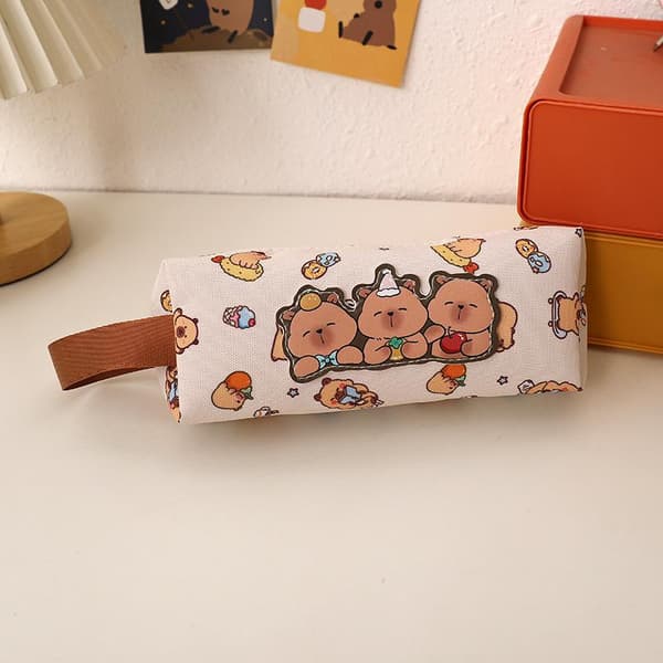 e Tecknad Capybara Pennfodral Kawaii Handväska Multifunktionell M A4