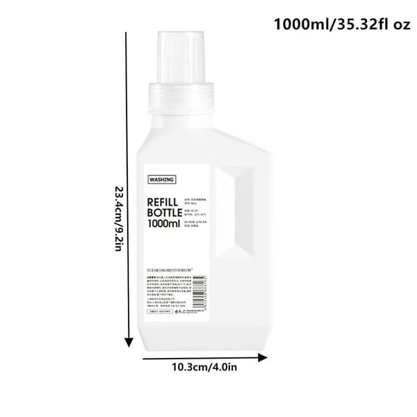 Genanvendelige vaskemiddelflasker Kapacitet Blødgøringsmiddel Opbevaring Re White 1000ml