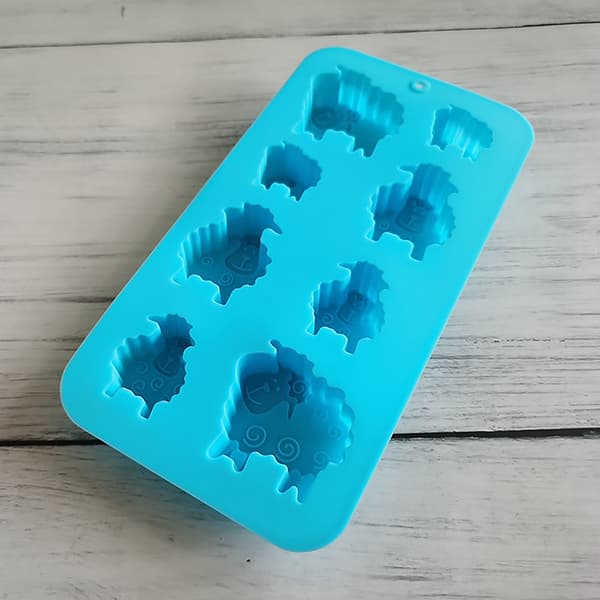 8 Huller Får Dyreformet Silikoneform DIY Candy Biscuit Jel Blue