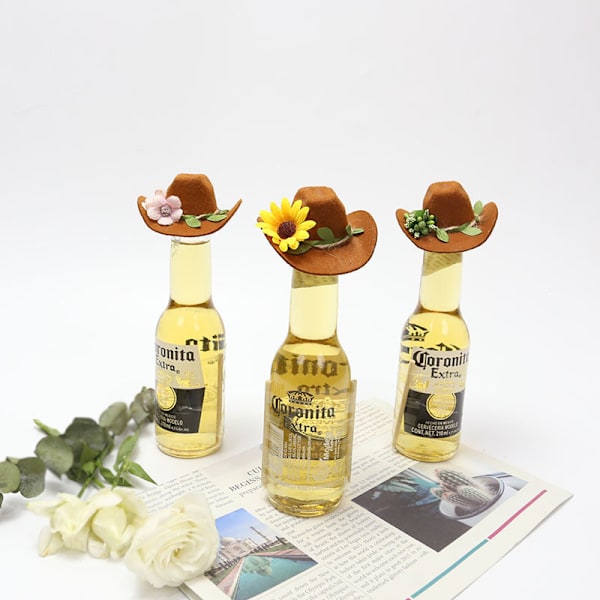 Solros Cowboy Hat Filt Vinflaska Dekorativ Cap Spring Fes C