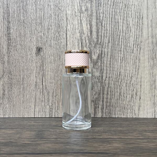20 ml tom glasparfymflaska med skruvlock i läder, fin dimma Pink