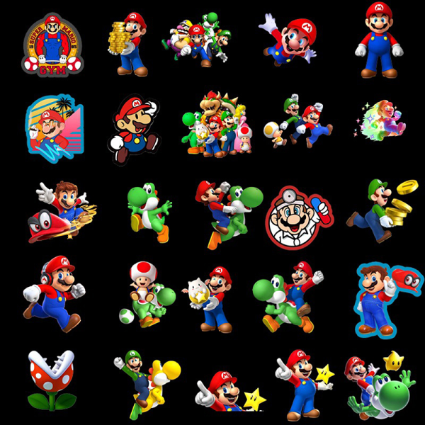 50PC Super Mario Anime Game Cartoon Stickers DIY Laptop PVC Cla 50pcs