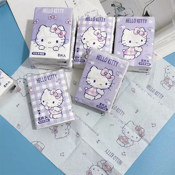 9-pack tecknad filmtryckspåse Portable Servett e Cat F Pink