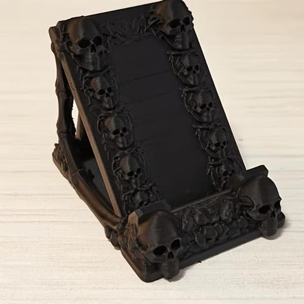 Gotisk hodeskalledesign telefonholder Personlig skrivebordsdekorasjon Black