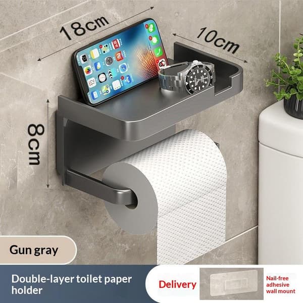 WC-paperiteline hyllyllä, matkapuhelimen pidike, ei tarvitse porata A1
