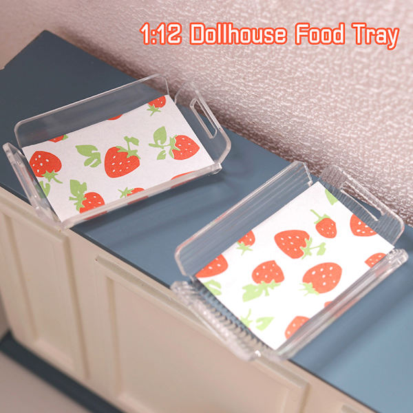 1:12 Dukkehus Miniatyr Transparent Stripe Skuff Middagstallerken M Striped tray