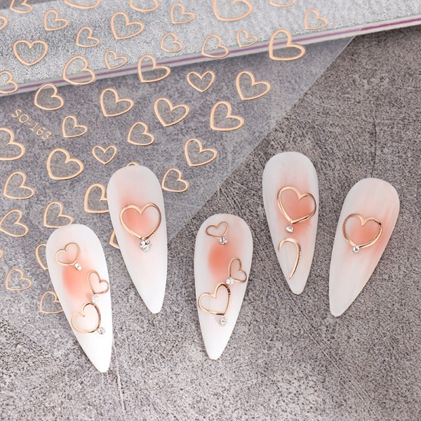 Minimalistisk Love Heart Nail Art-klistremerke for jenter DIY-manikyr D A1