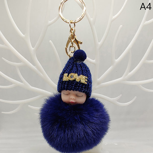 Sleeping Baby Avaimenperä ja Fluffy Pehmo Doll Avaimenperät Naisten Tytöt A4