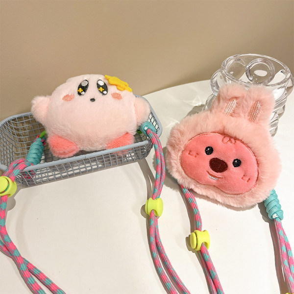 Sarjakuva Loopy Kirby Pehmo Doll Phone Takaisin Clip Lanyard Anti-Fal C with Rope