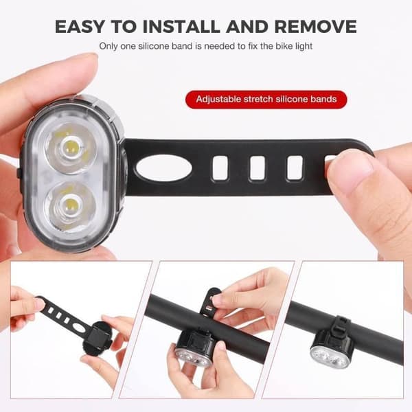 Sykkellykter Vanntett LED-lys LED USB Oppladbar Frontlykt Set