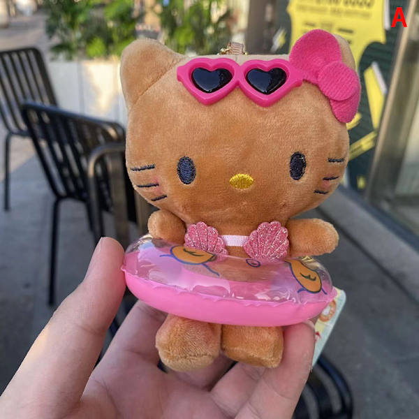 Kawaii Plush Toys nøkkelring og Hawaiian Swim Ring nøkkelring Backpa A