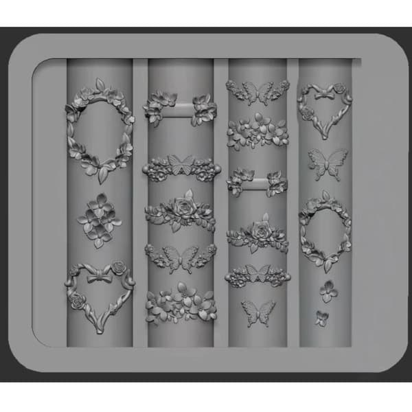 Silikonblomma Rosettband Nagelkonstform 3D-snideri Manikyr A2