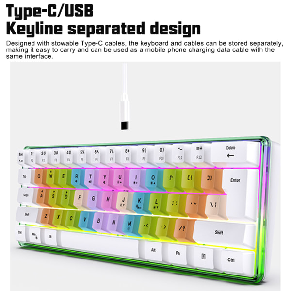 61 Key RGB Gaming Mekanisk känsla Trådbunden membran Tangentbord E-Spo A1