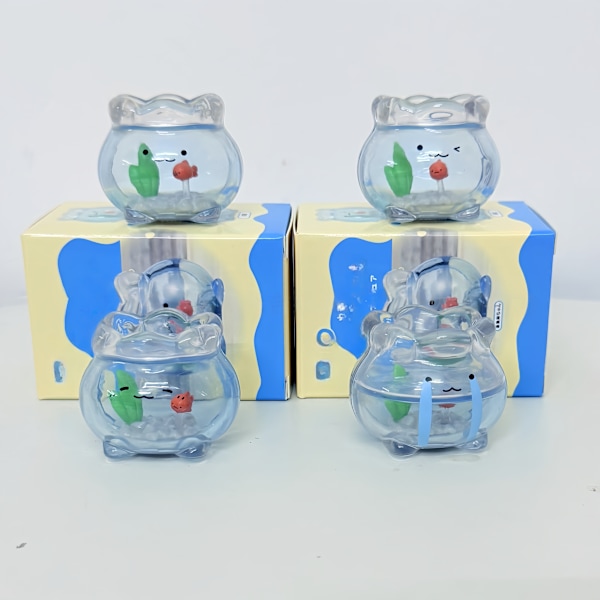 1 stk Mini Gjennomsiktig Gullfisk Tank Jun Expression Blind Box Mi