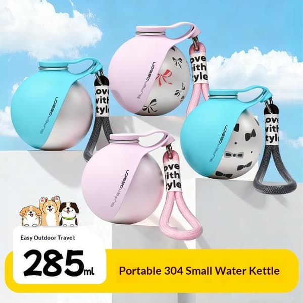 Bærbar kjæledyrvannflaske i rustfritt stål, sammenleggbar, kuleformet A3