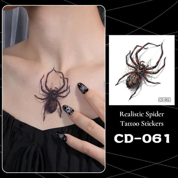 5 stk midlertidige klistremerker for Halloween kroppsdekor Edderkopp A1