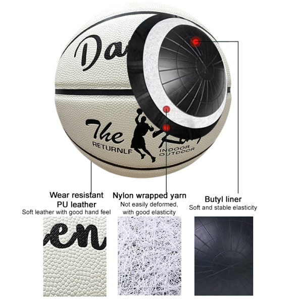 Night Glow Basketball Pu Mjukt Läder Utomhus Anti Slip Basketb blue Number 7 ball