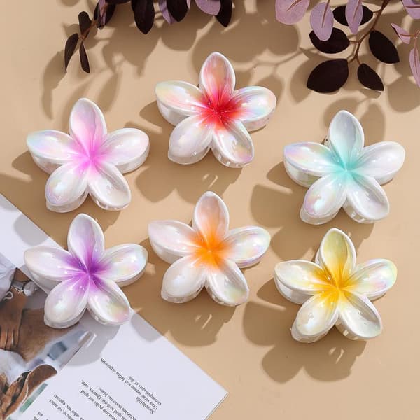 Hawaiisk Blomst Hårklemme Stor Klemme For Tykt/Tyndt Hår Orange