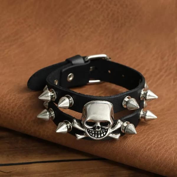 Gotisk Harajuku Nittearmbånd Sort PU Læderarmbånd Til Mig A2