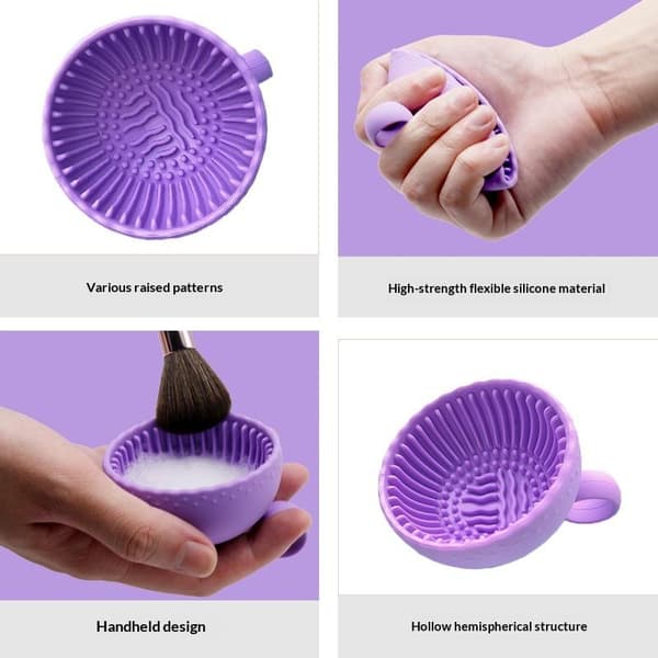 1 stk. hurtigrensende makeupbørsterensekumme silikoneskrubber & Purple