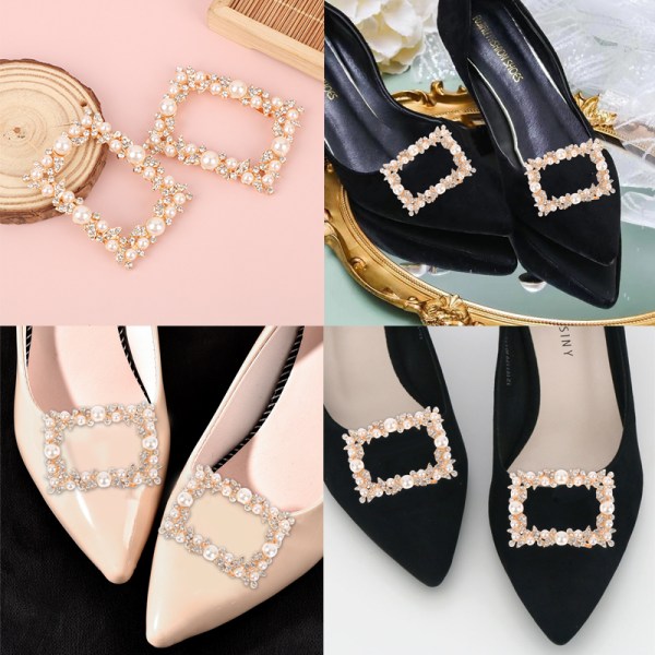 1PC Pearl Rhinestone Shoe Clip Metal Sko Spænde Fest Bryllup