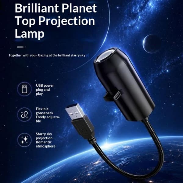 USB Planet Stjerneprojektor Mini Galakse Projeksjonslampe Bærbar A3