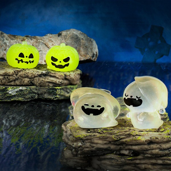 Mini lysende Halloween-pynt Flagermus Græskar Spøgelse Mikro Landskab A4