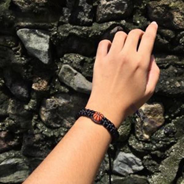 Justerbar inspirerende basketball armbånd flettet tau Baske Black