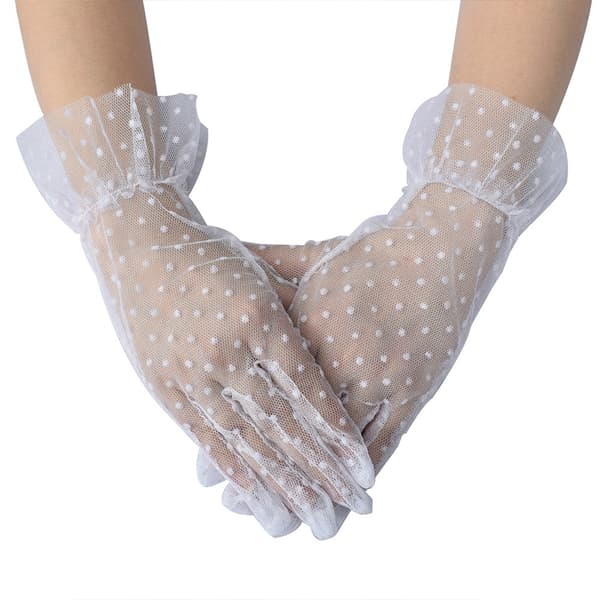 Elegante Lace Dots Handsker Damemode Mesh Hollow Sun Protec Black