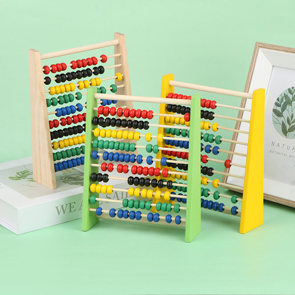 Matematik Trä Abacus Counter Pedagogiska leksaker för 3-6 år Apricot