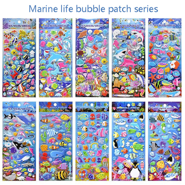 Shark Dolphin Fish Stereo Bubble Sticker Dagbog Sticker Decor St